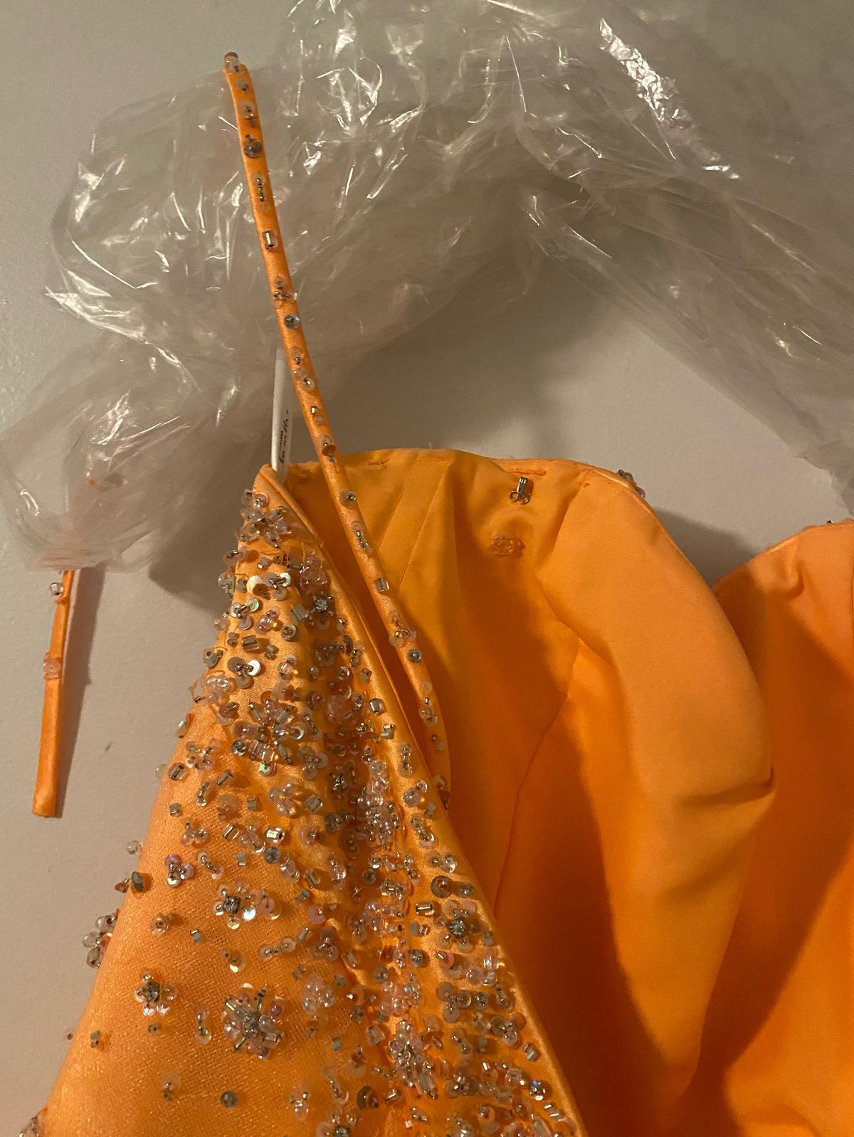 Tiffany Designs Size 12 Prom Strapless Orange Ball Gown on Queenly