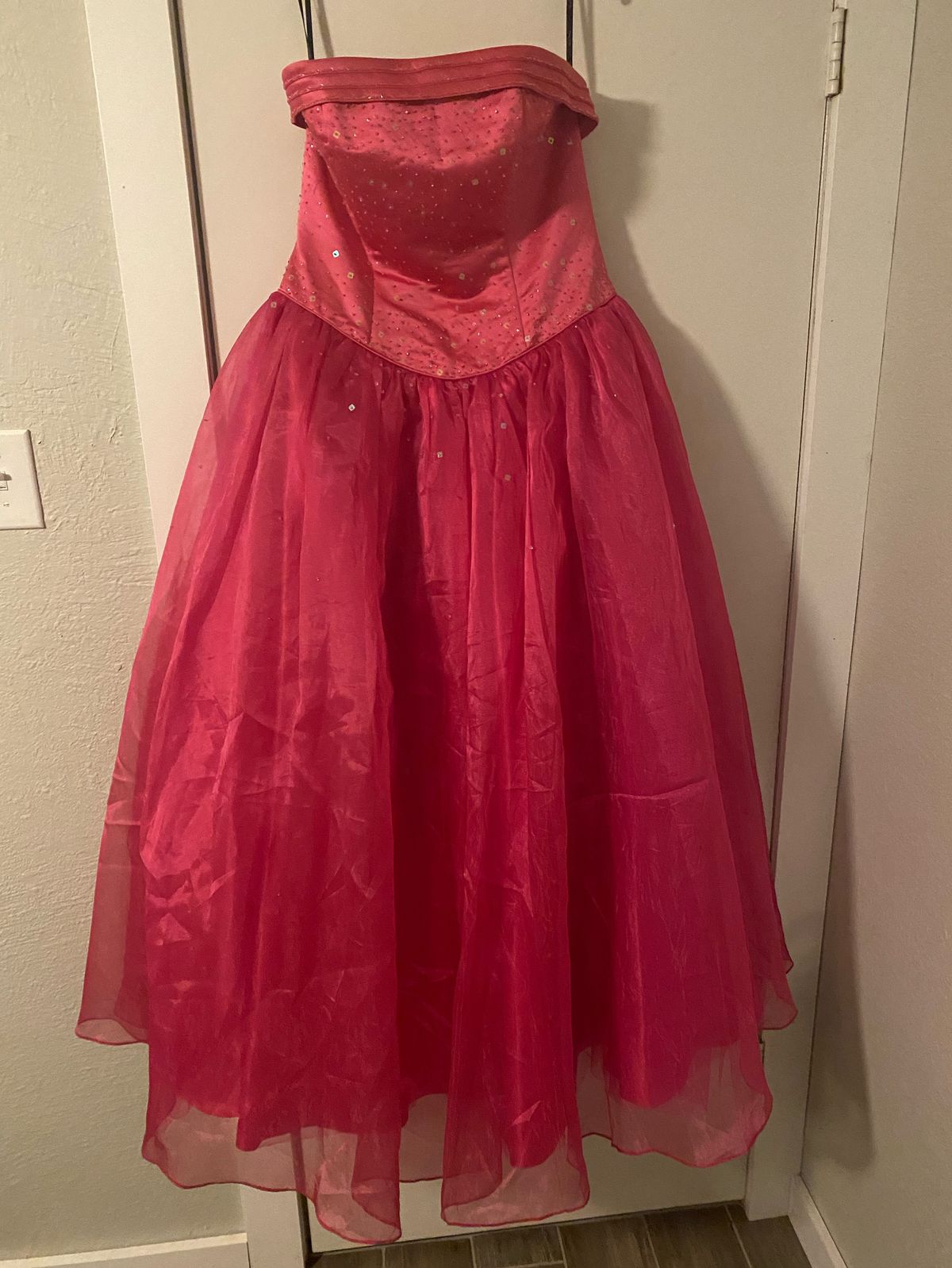 Pinky & Me Size 12 Prom Strapless Pink Ball Gown on Queenly