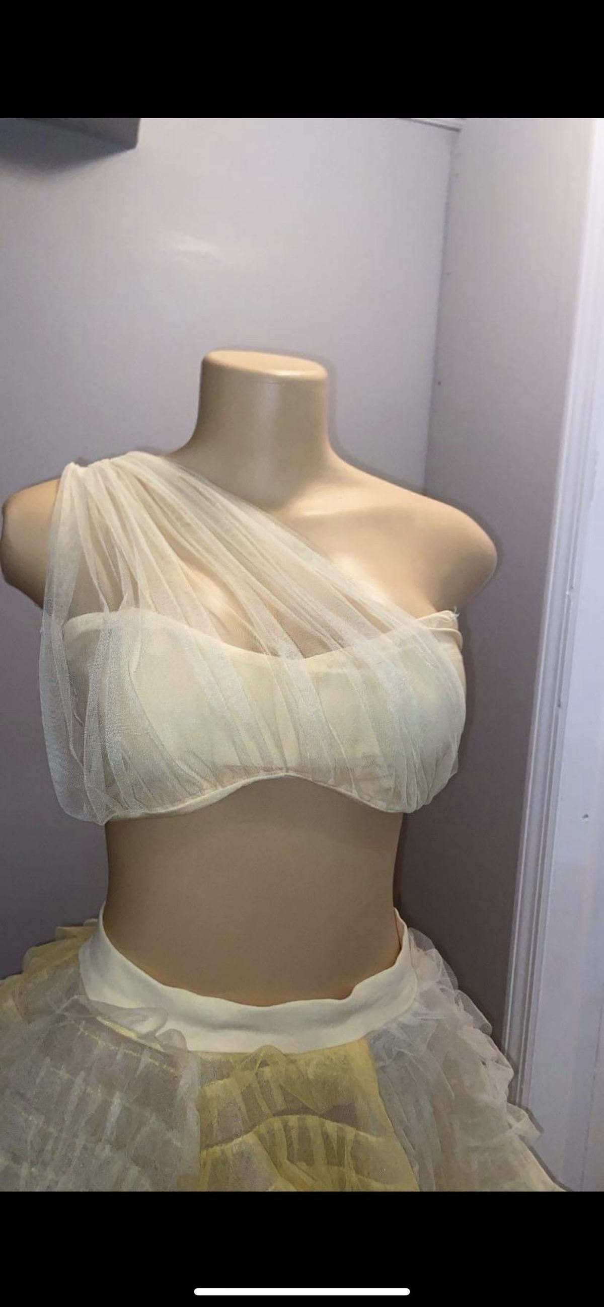 custom Size 10 Sheer Yellow Cocktail Dress on Queenly
