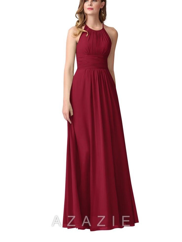 Azazie Plus Size 16 Wedding Guest Burgundy Red Floor Length Maxi on Queenly