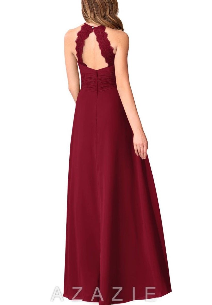 Azazie Plus Size 16 Wedding Guest Burgundy Red Floor Length Maxi on Queenly
