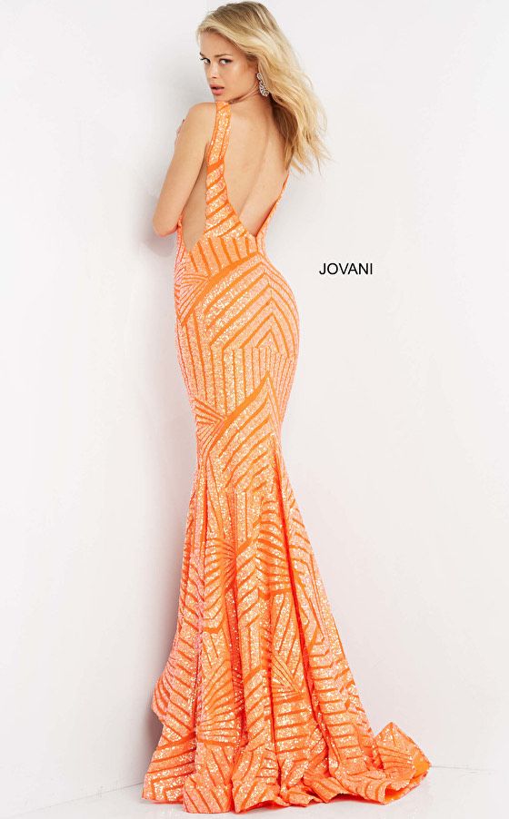 Jovani Size 2 Pageant Orange Mermaid Dress on Queenly