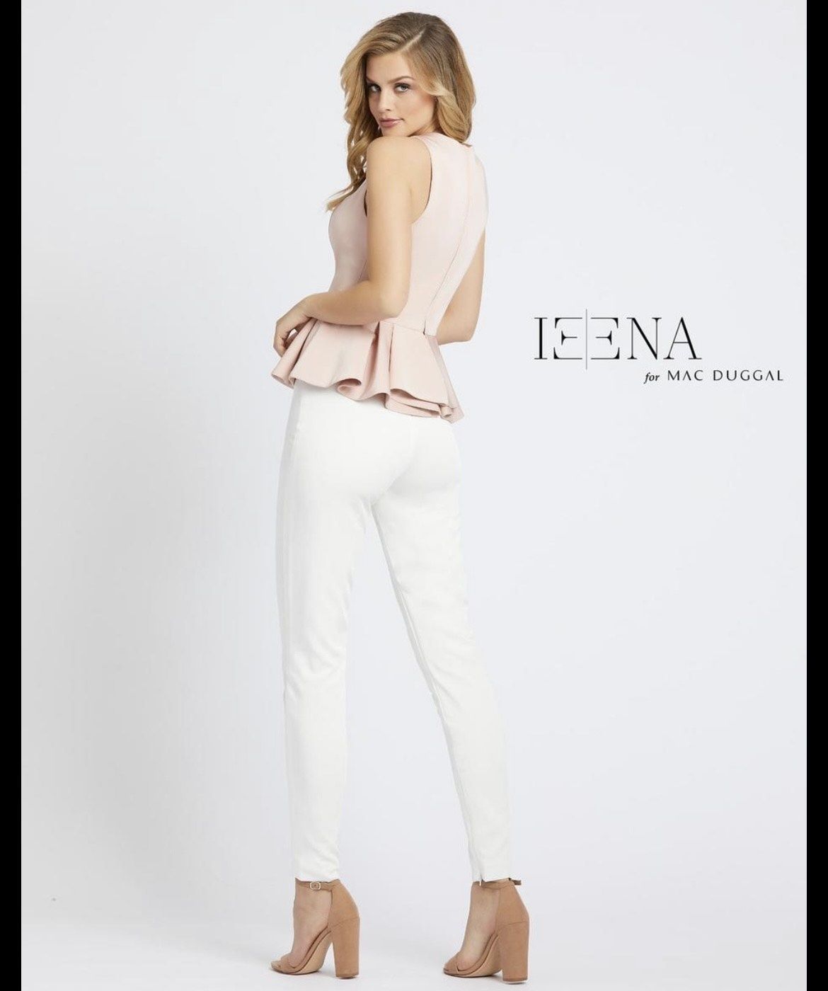 Ieena for Mac Duggal Size 4 Wedding Guest Halter Light Pink Formal Jumpsuit on Queenly