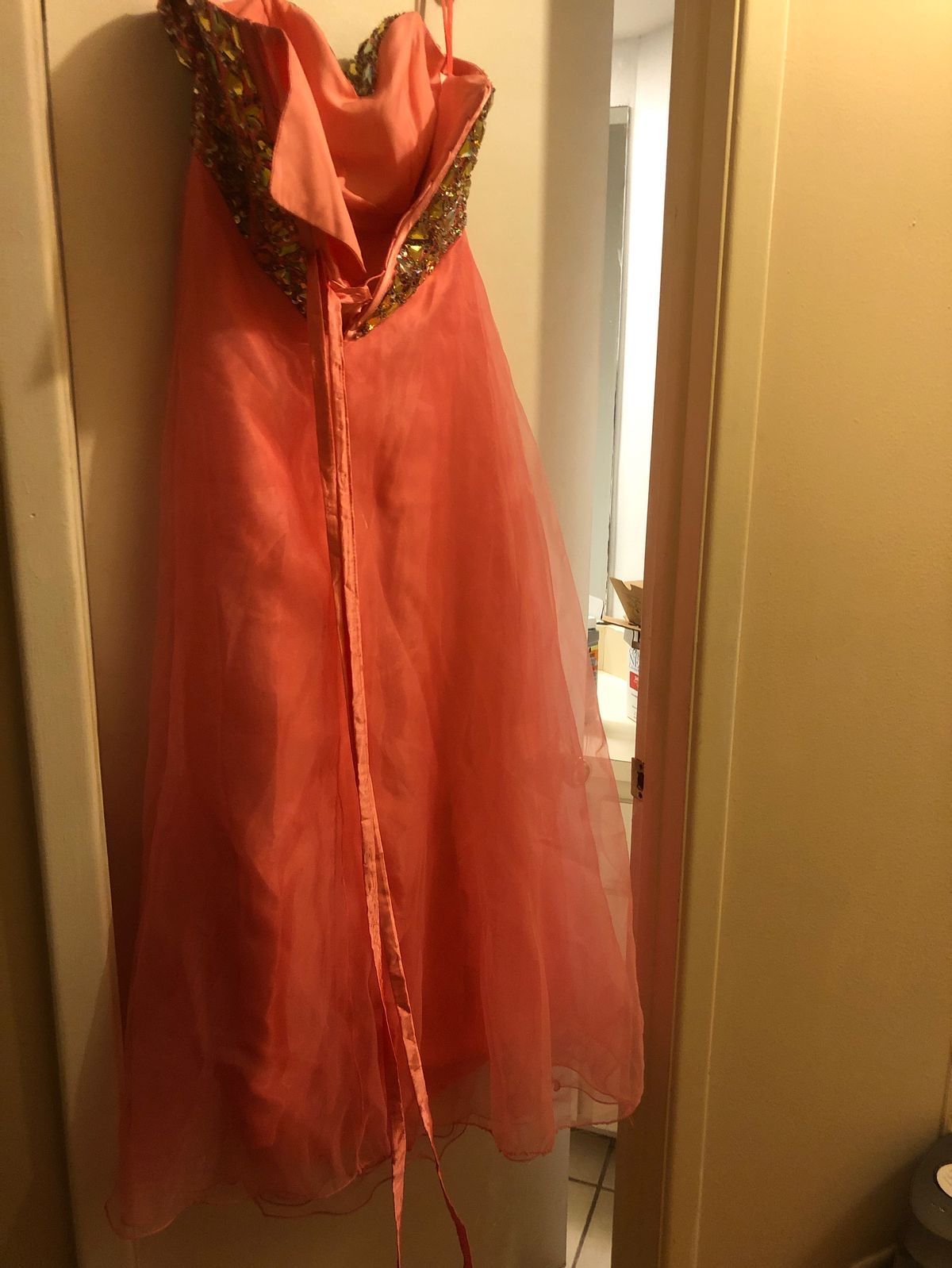 Size 10 Pageant Strapless Pink A-line Dress on Queenly