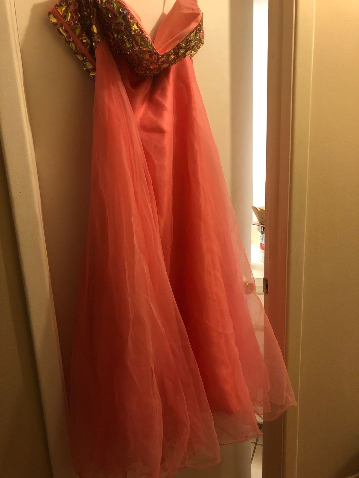 Size 10 Pageant Strapless Pink A-line Dress on Queenly
