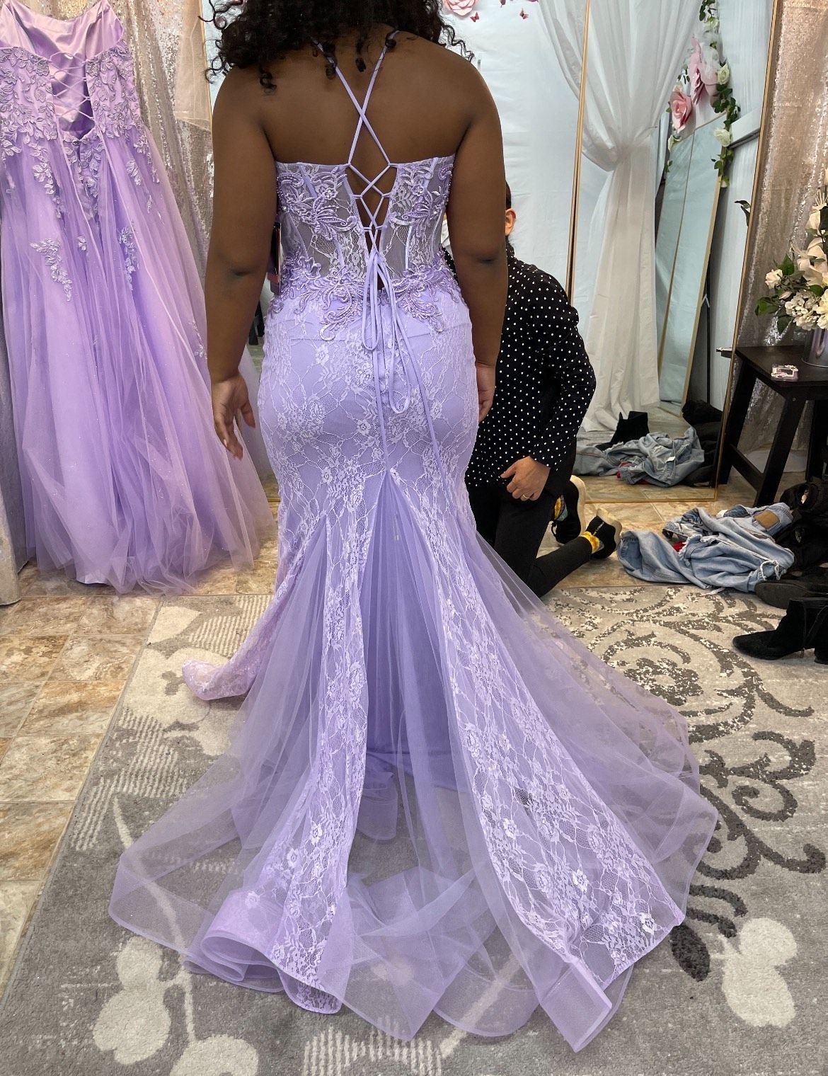 Size 00 Prom Sheer Light Purple Dress With Train on Queenly