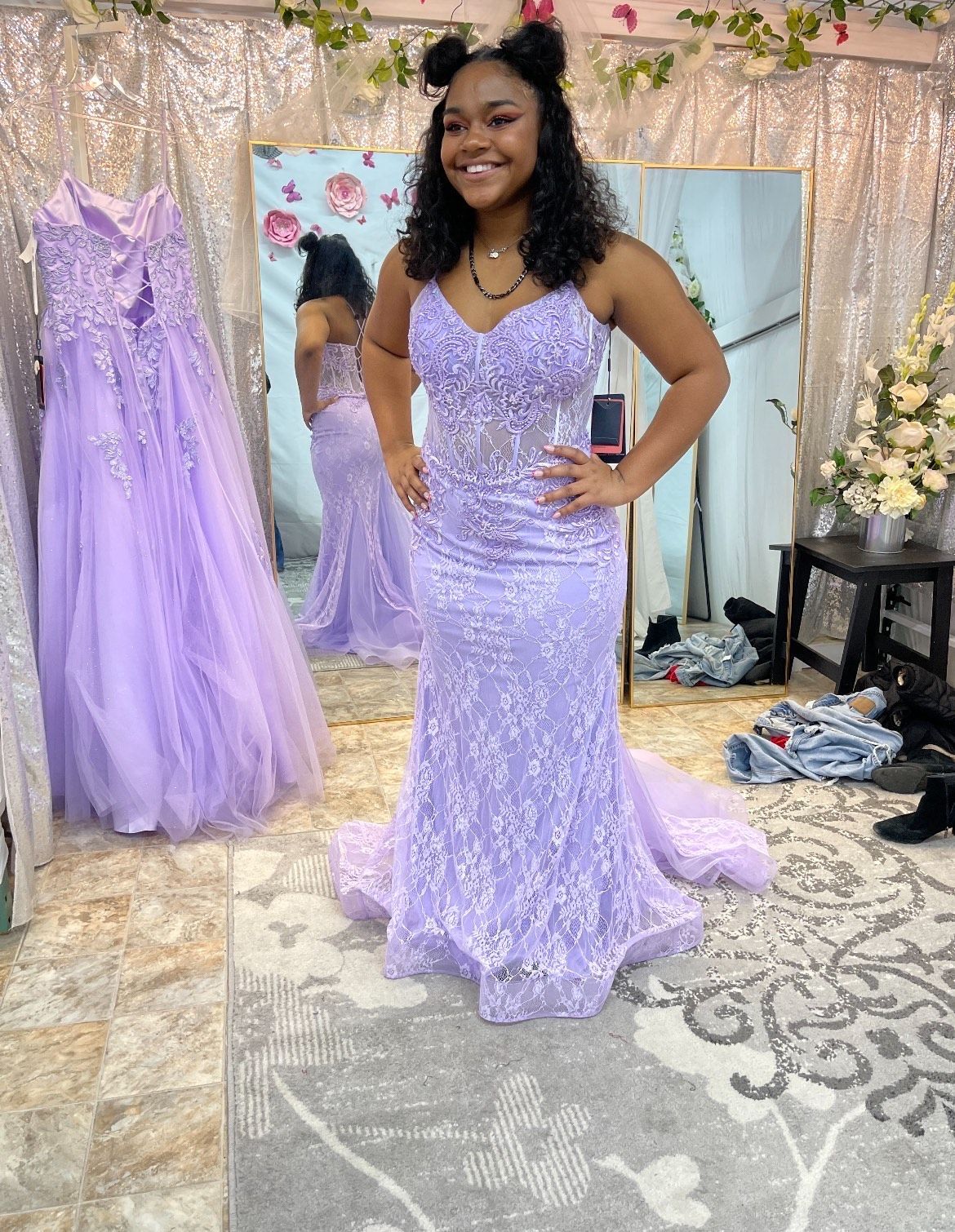 Purple Off Shoulder Tulle Sequin Prom Dress Purple Puffy Homecoming Dr –  shopluu