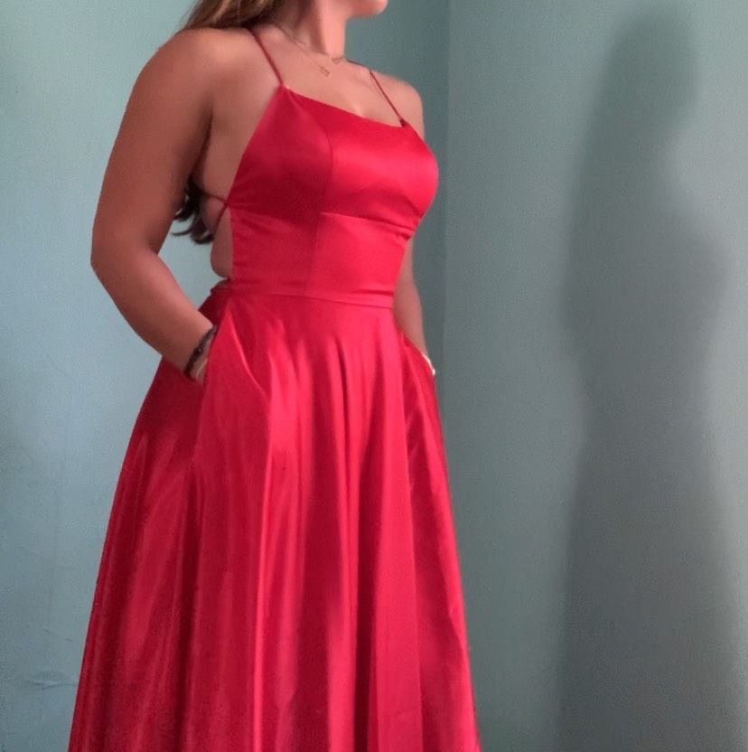 Sherri Hill Size 6 Prom Satin Red A-line Dress on Queenly