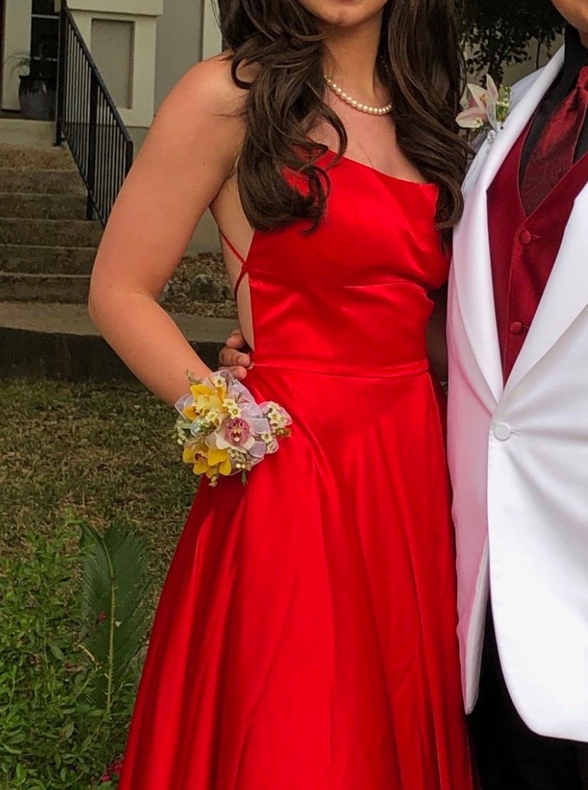 Sherri Hill Size 6 Prom Satin Red A-line Dress on Queenly