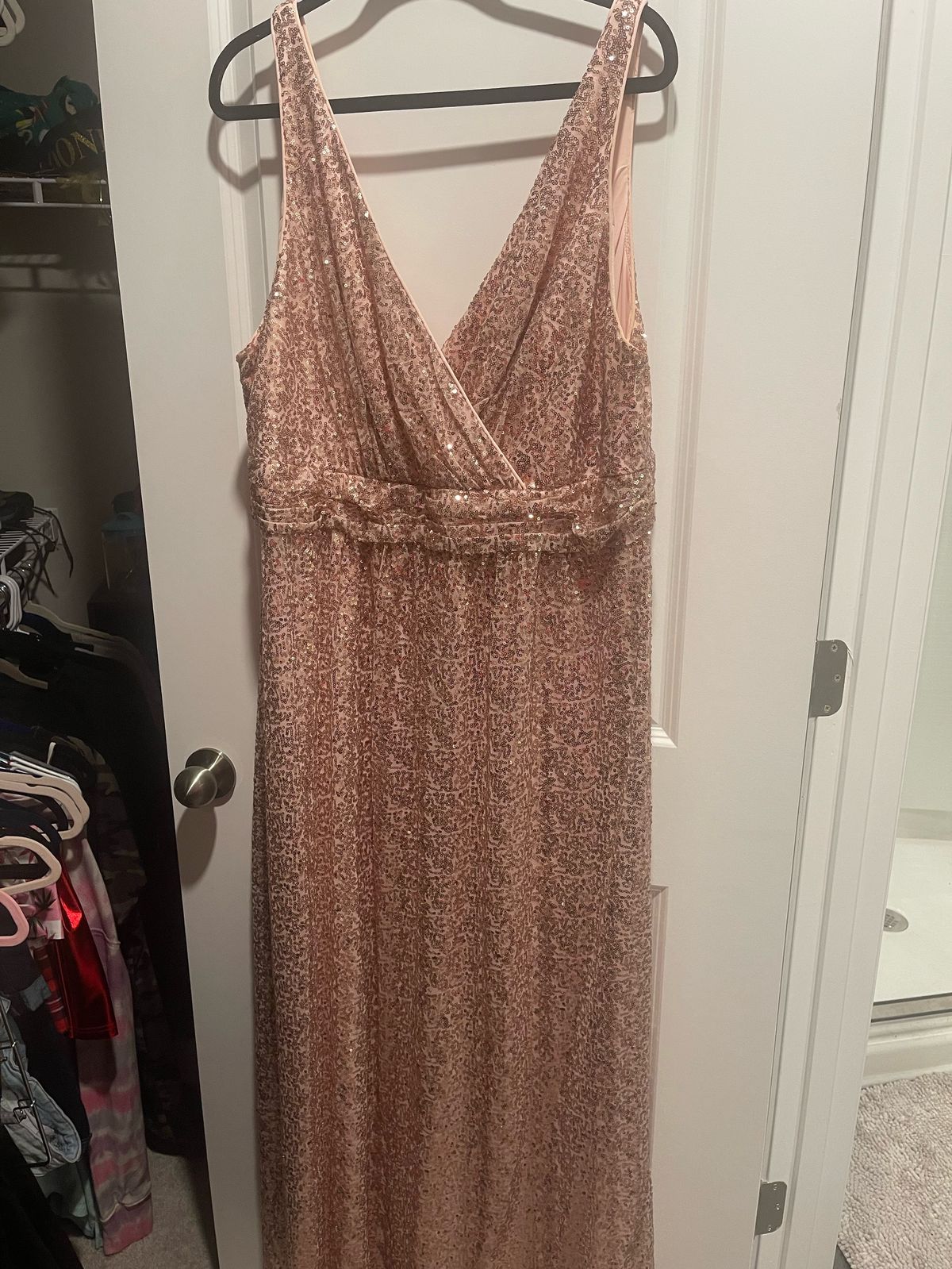 Plus Size 22 Rose Gold Floor Length Maxi on Queenly