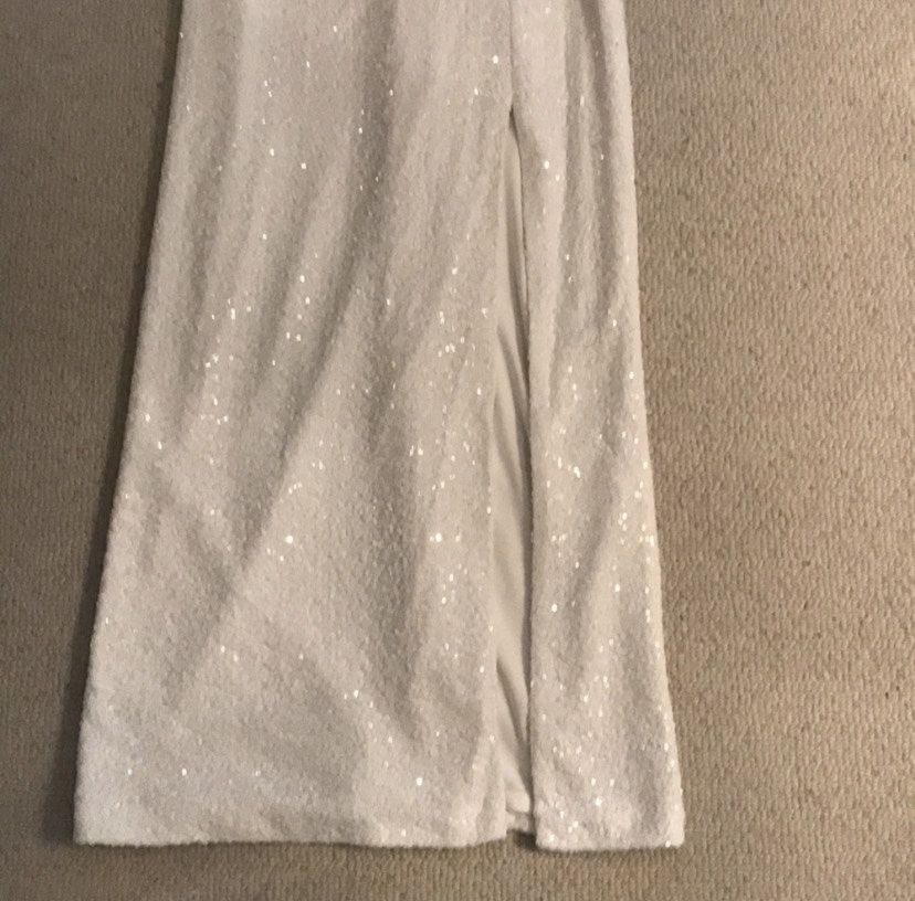 Lauren Ralph Lauren Size 2 Prom Sequined White Floor Length Maxi on Queenly