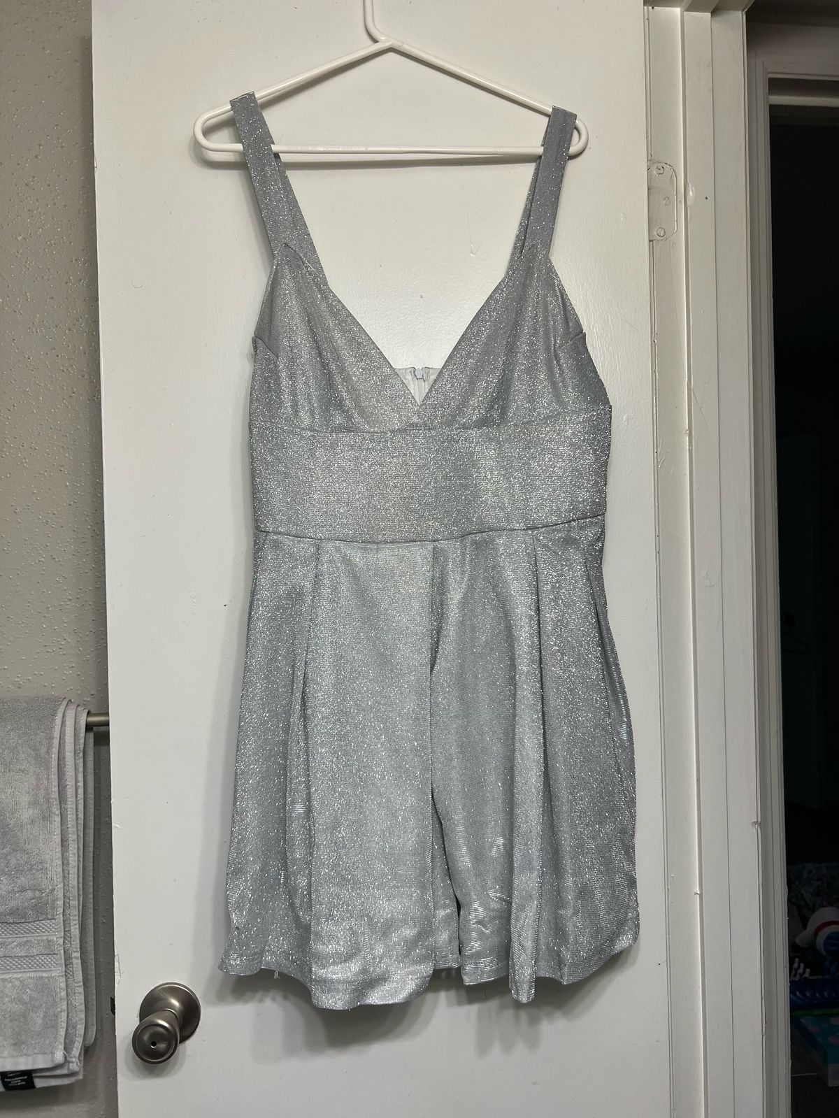 Size 12 Silver A-line Dress on Queenly