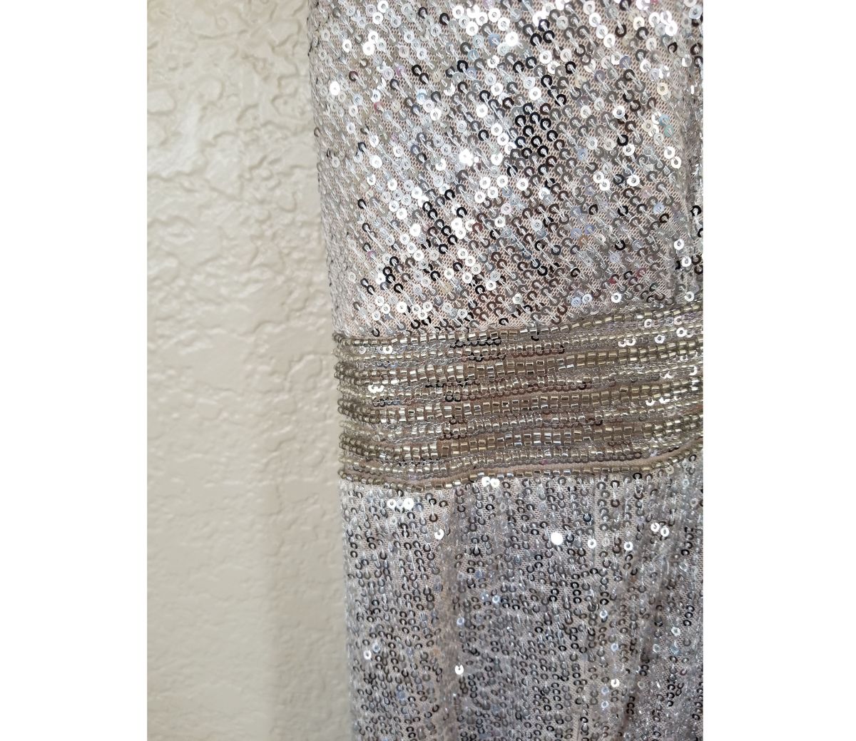Cinderella  Size 10 Bridesmaid Plunge Silver Side Slit Dress on Queenly