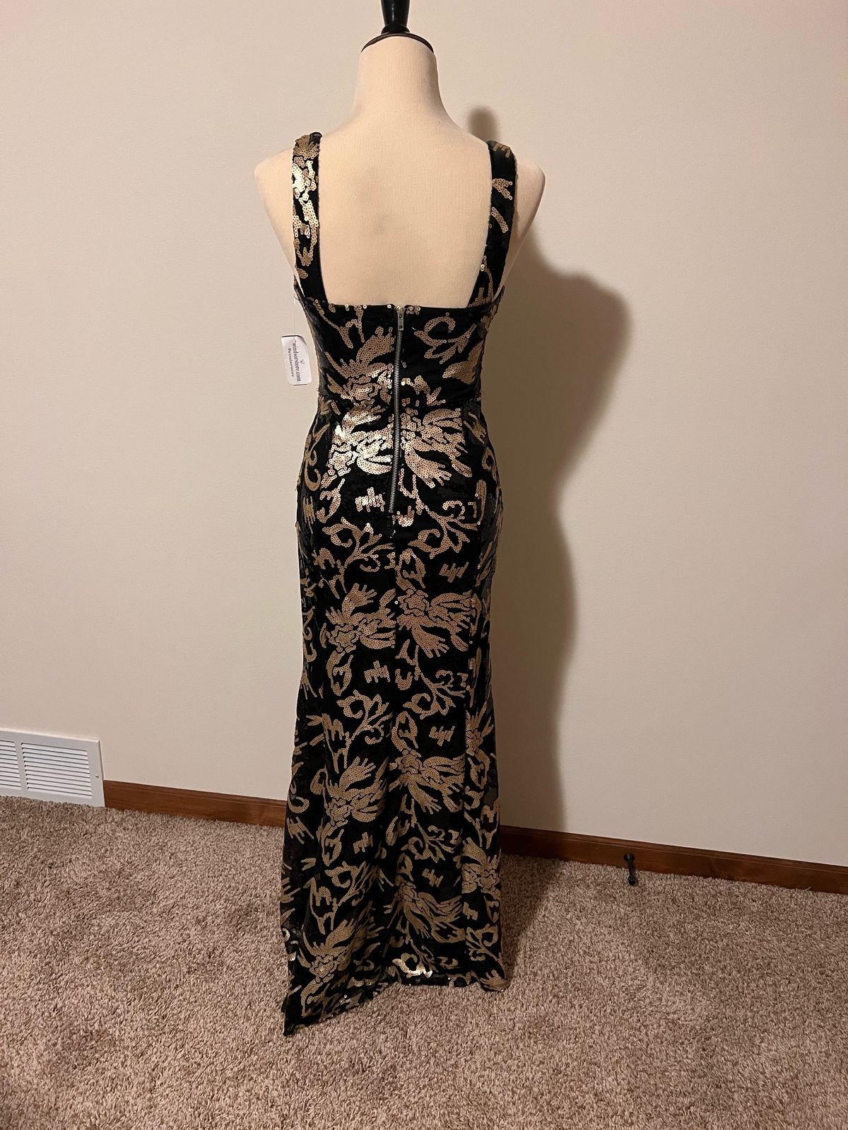 Size 4 Sequined Black Floor Length Maxi on Queenly
