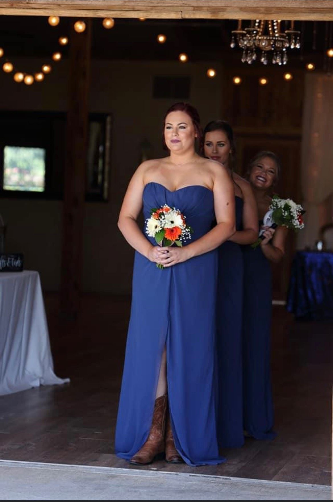 Dessy Group Plus Size 18 Bridesmaid Navy Blue Floor Length Maxi on Queenly