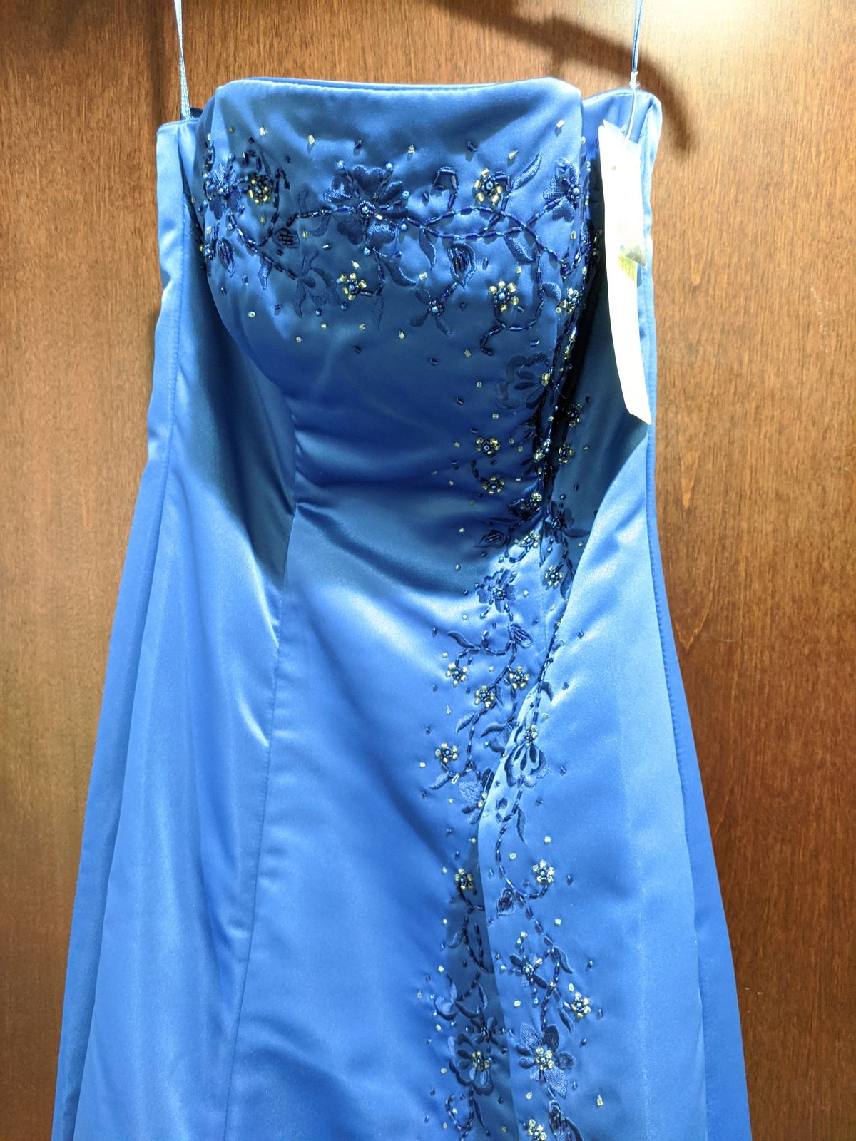 Style 37083 Aspeed USA Size 6 Prom Satin Blue A-line Dress on Queenly