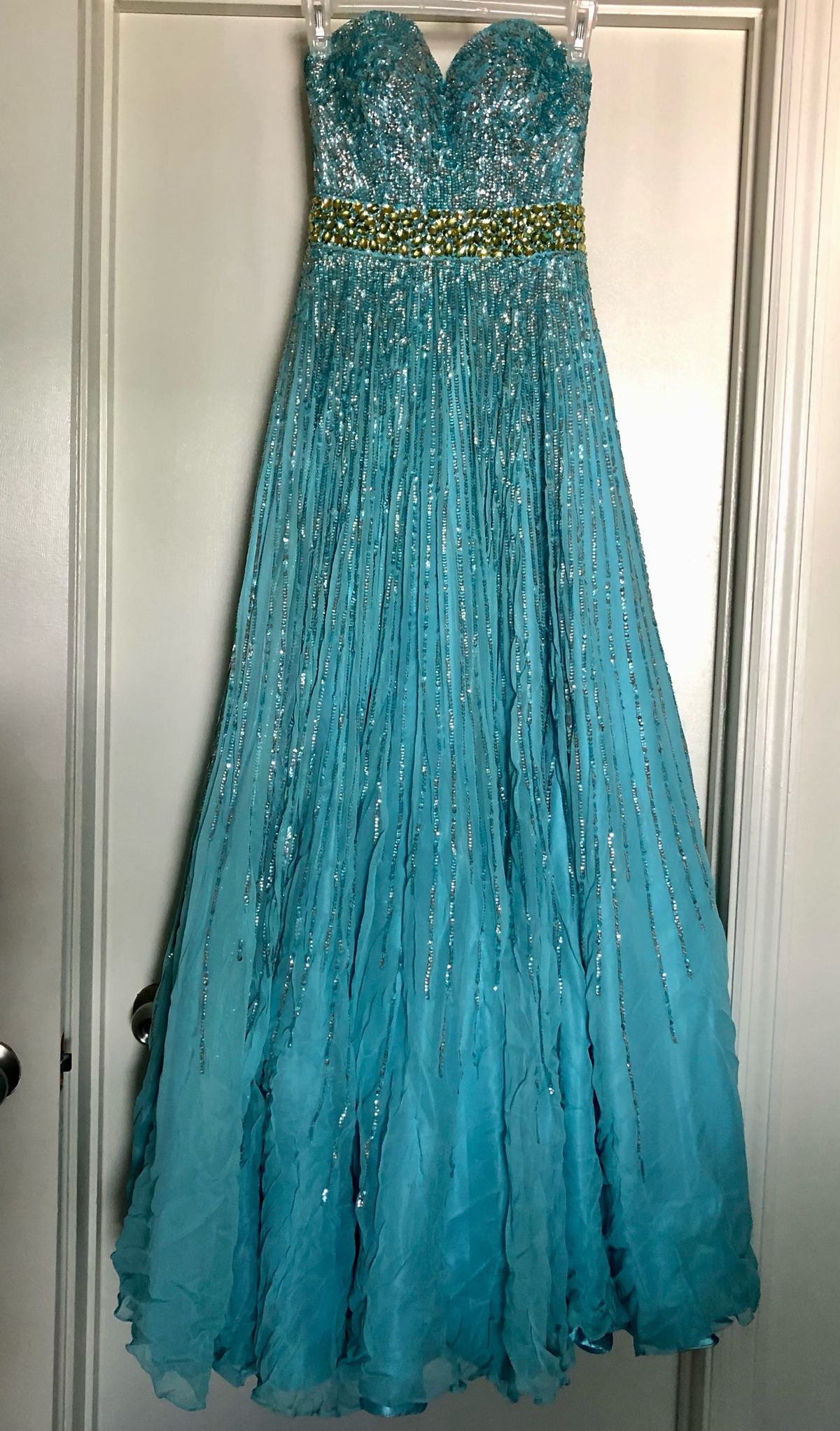 Sherri Hill Size 0 Pageant Satin Light Blue A-line Dress on Queenly