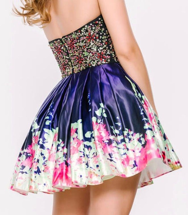 Jovani Size 4 Prom Strapless Satin Multicolor Cocktail Dress on Queenly