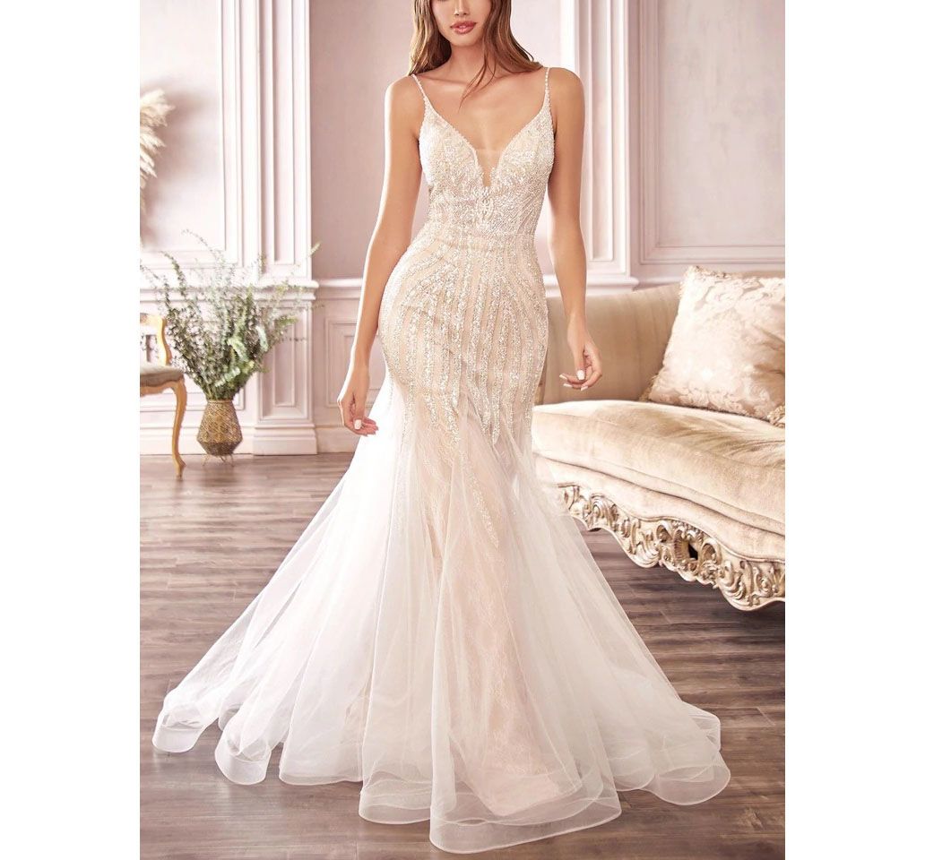 Cinderella Divine Size 4 Wedding Lace White Mermaid Dress on Queenly