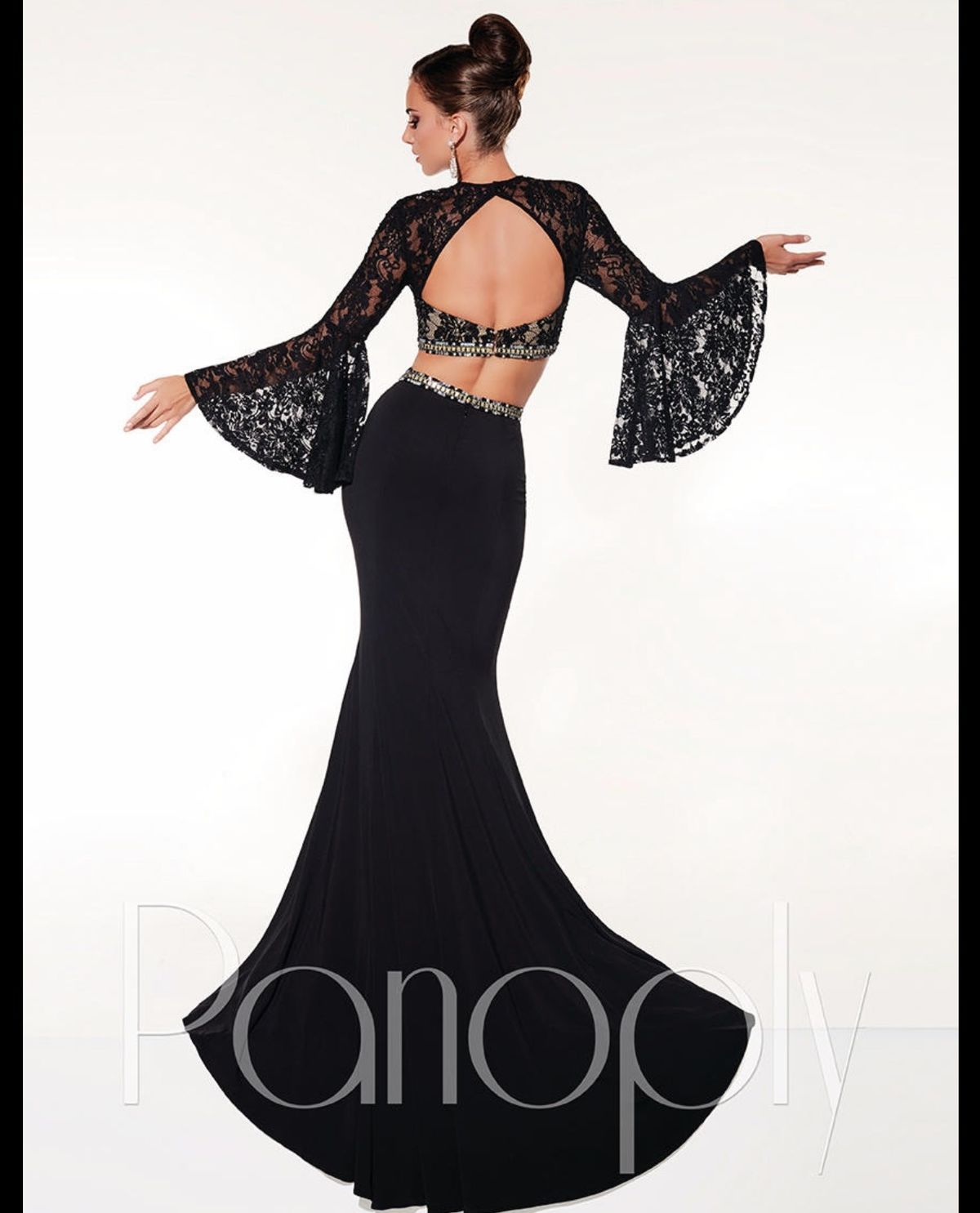 Panoply Size 0 Prom Long Sleeve Lace Black Floor Length Maxi on Queenly