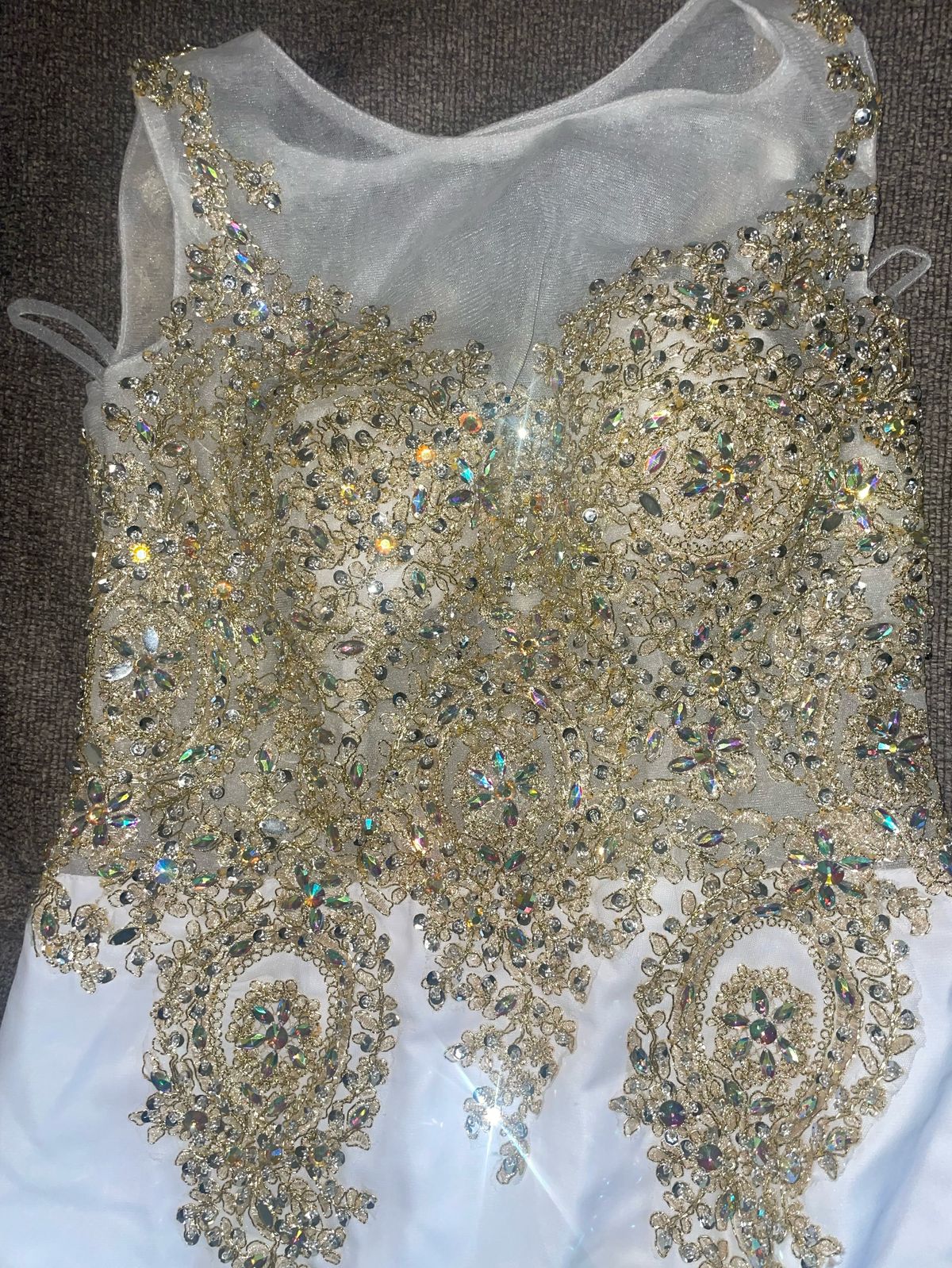 Size 8 Wedding Sequined White Dress With Train on Queenly