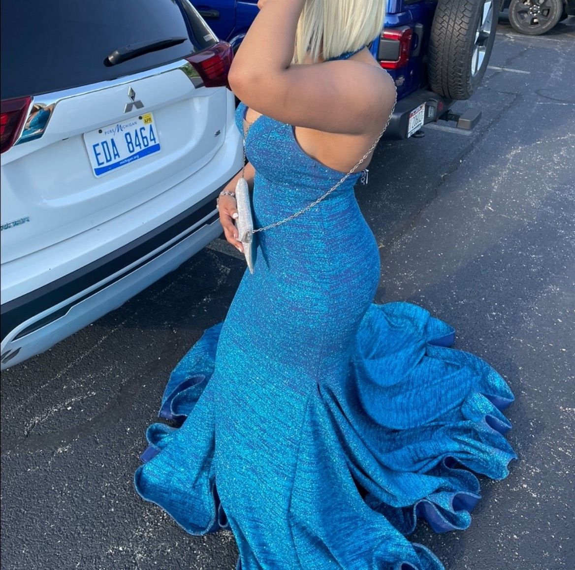 Size 8 Prom Blue Dress With Train on Queenly