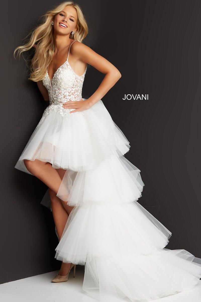 Style 07263 Jovani Size 4 Prom White Cocktail Dress on Queenly