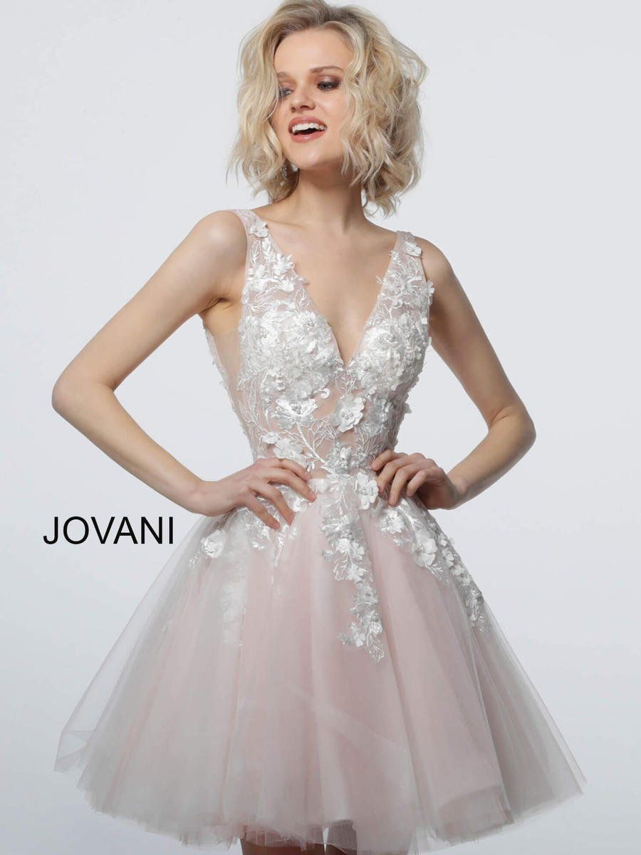 Style 63987 Jovani Size 4 Pageant Pink Cocktail Dress on Queenly