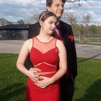 Size 4 Prom Halter Sheer Red A-line Dress on Queenly