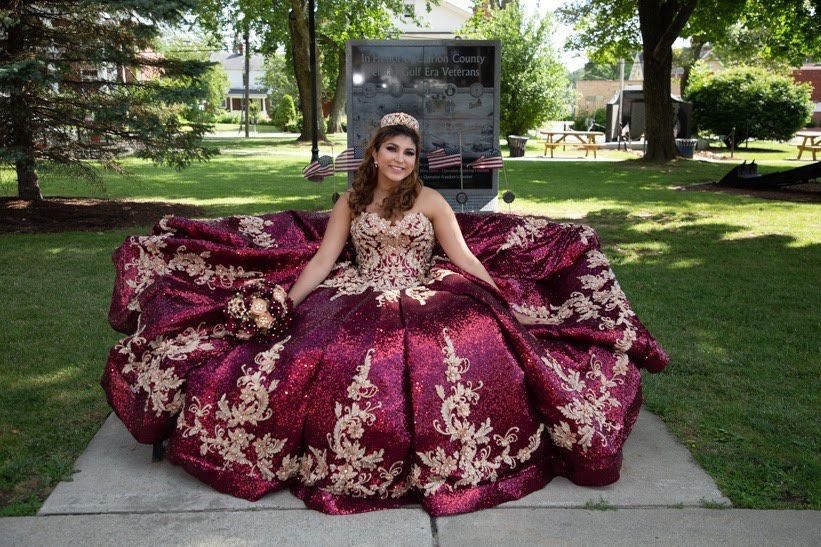 Size 8 Pageant Lace Burgundy Red Ball Gown on Queenly