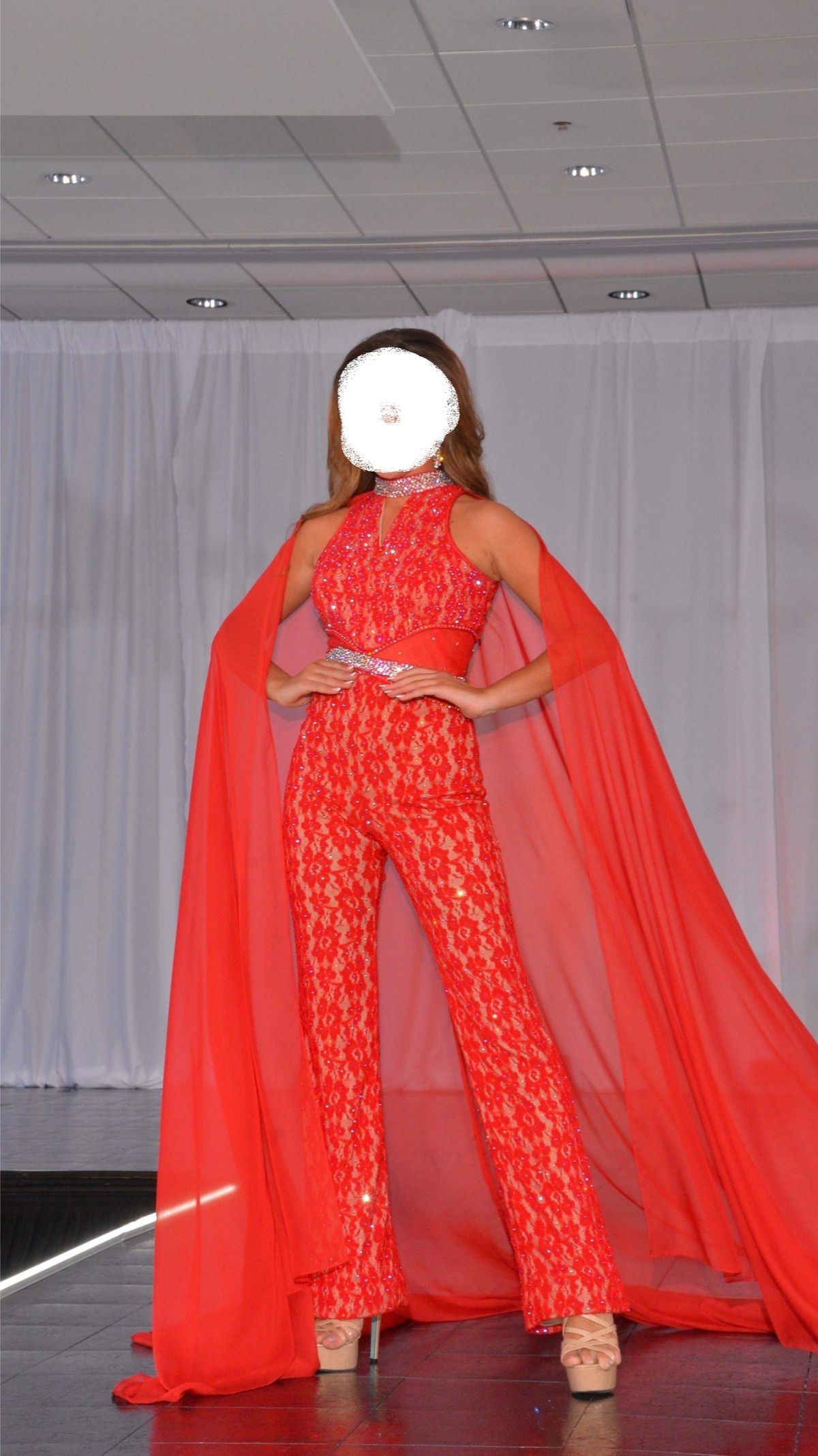 LarissaCoutureLV Size 2 Pageant Red Formal Jumpsuit on Queenly