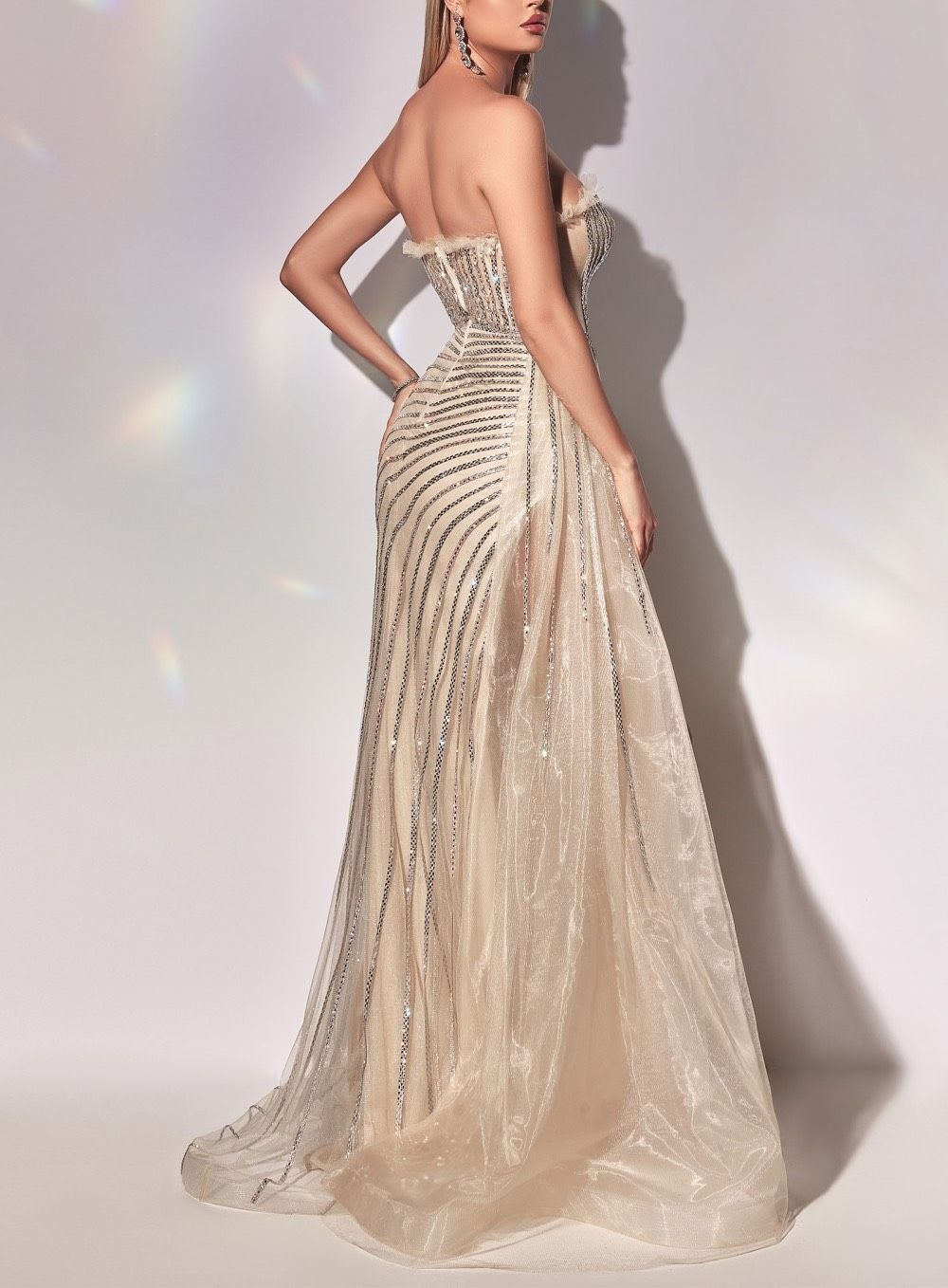 Size 2 Prom Sequined Nude Side Slit Dress on Queenly