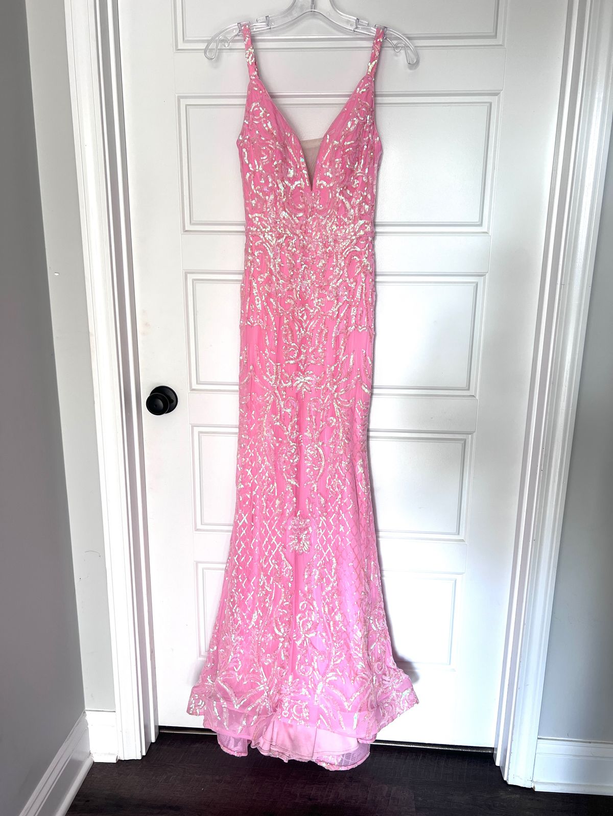 ASHLEY Lauren Size 0 Sequined Pink Mermaid Dress on Queenly