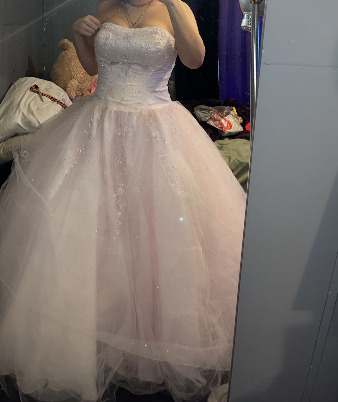 Size 10 Prom Pink Ball Gown on Queenly