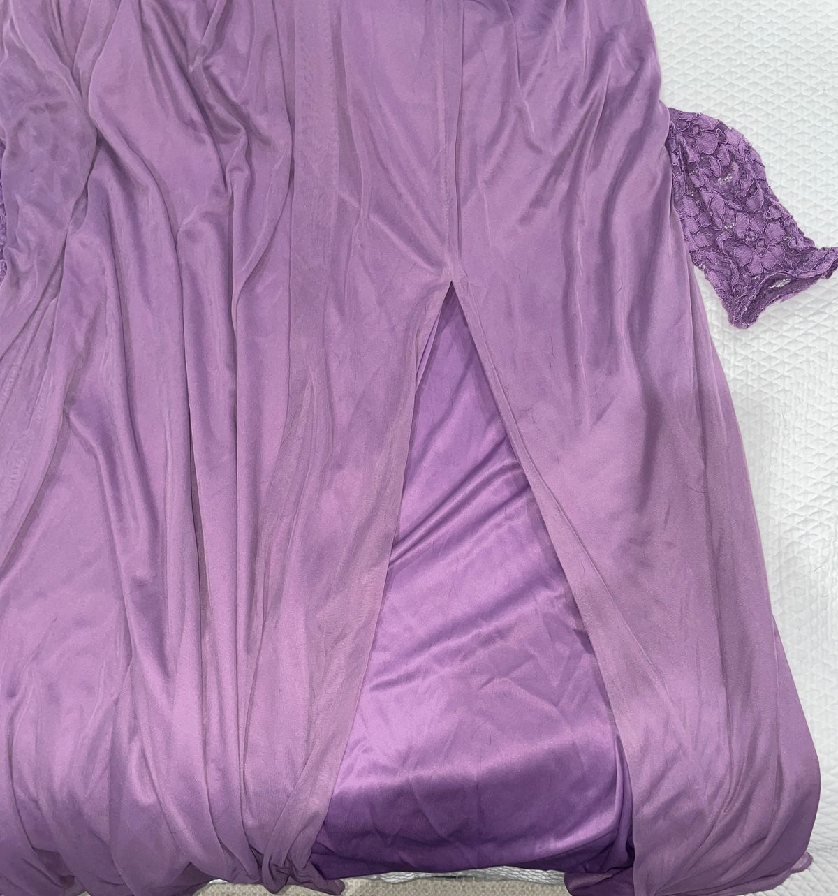 David's Bridal Size 12 Bridesmaid Lace Purple Floor Length Maxi on Queenly