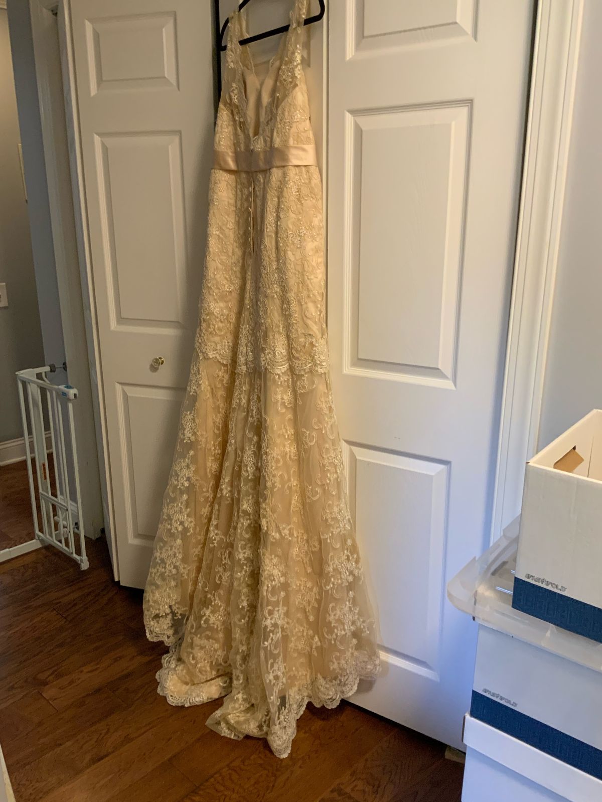 Size 10 Prom Lace Nude Mermaid Dress on Queenly