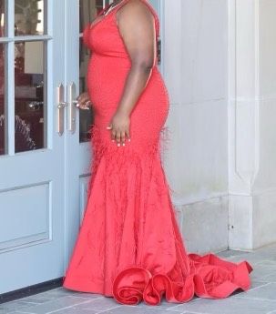 Plus Size 18 Prom Red Dress With Train on Queenly