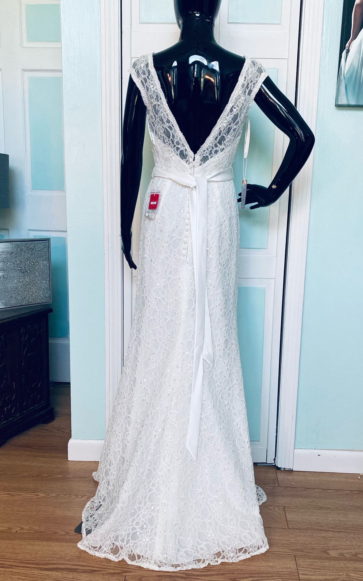 MoriLee Size 8 Wedding Sequined White Floor Length Maxi on Queenly