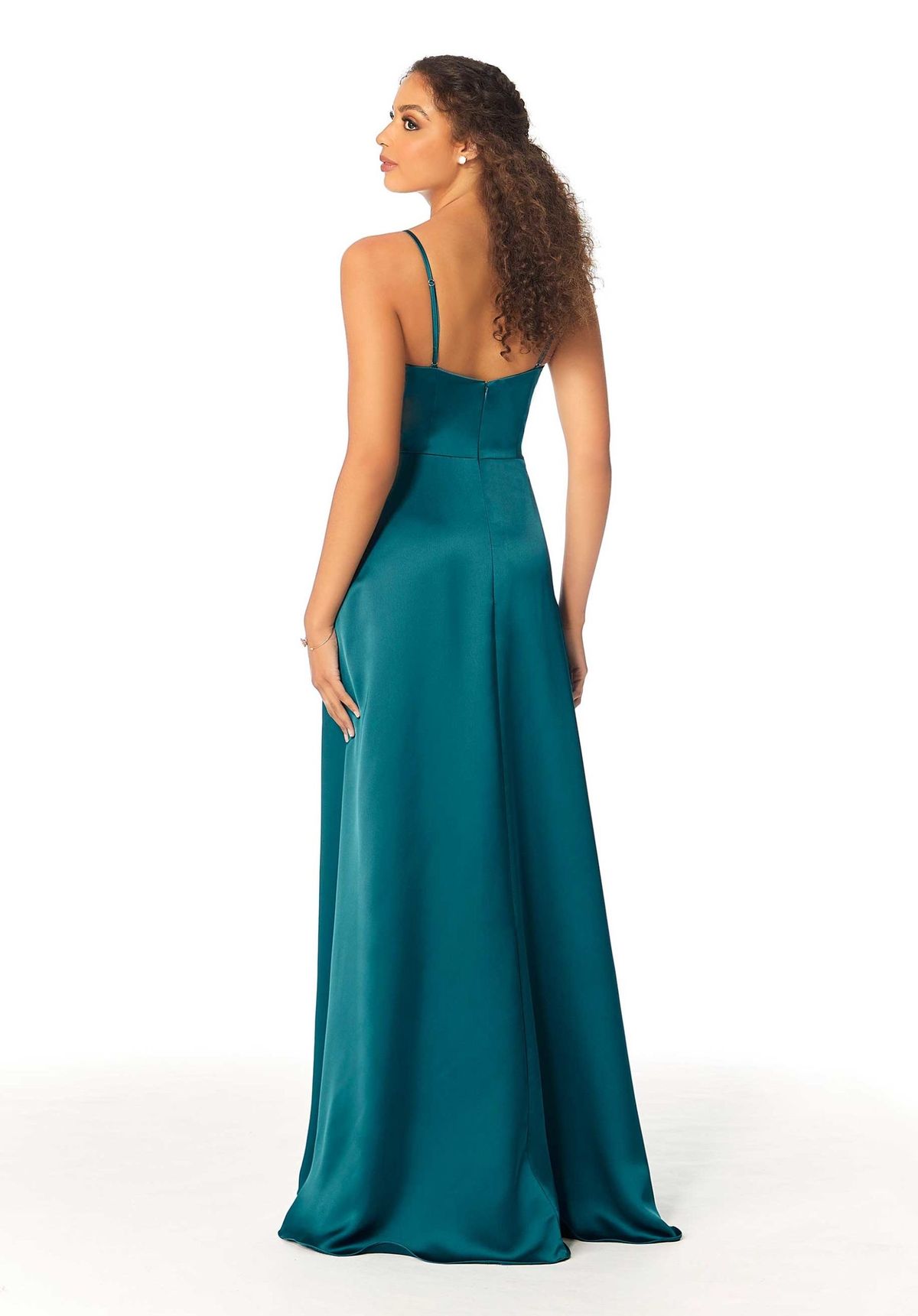 Style Josephine MoriLee Size 12 Bridesmaid Satin Green Side Slit Dress on Queenly