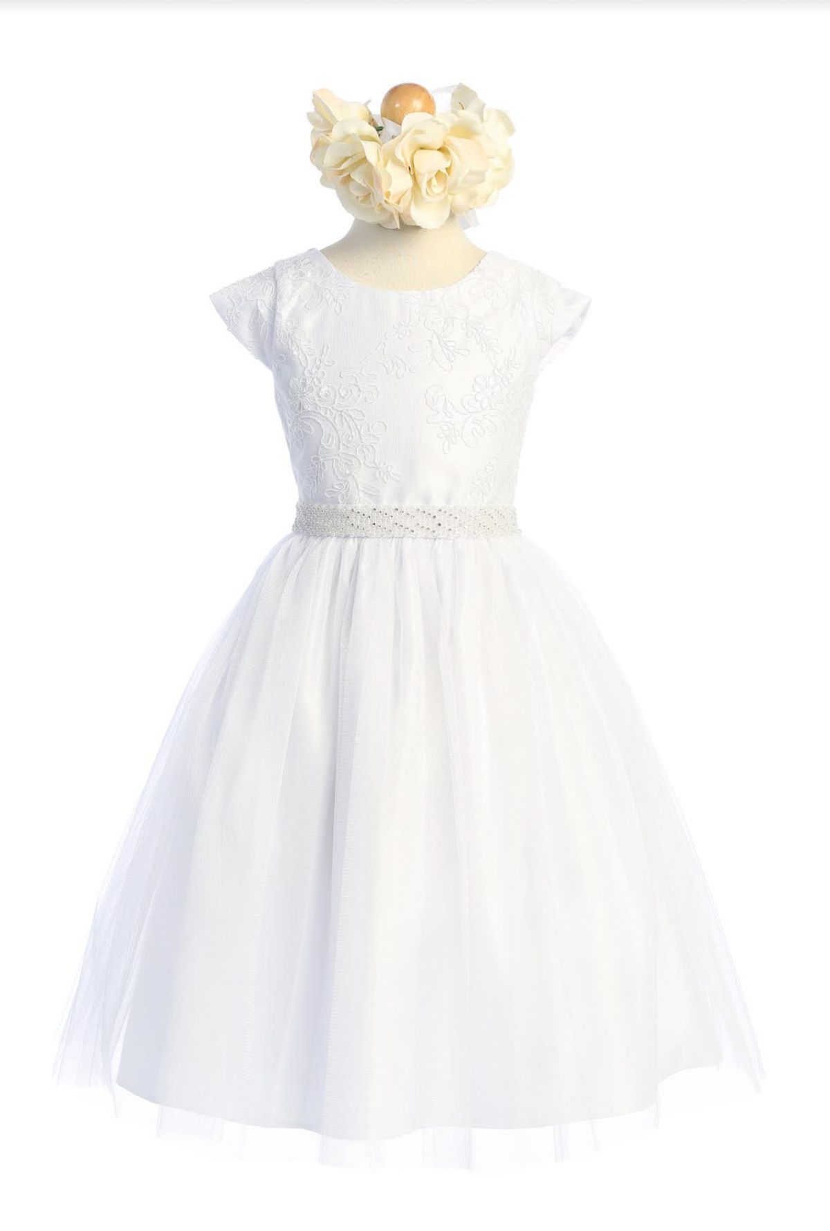 Style SK900 Sweet Kids Girls Size 12 White Cocktail Dress on Queenly