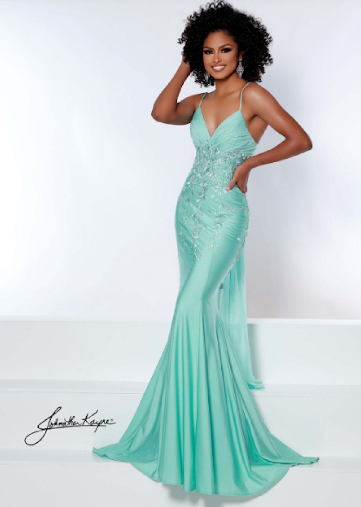 Style 2434 Johnathan Kayne Size 0 Pageant Light Green Mermaid Dress on Queenly
