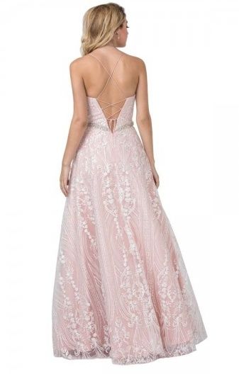 Style Danielle Coya Size 10 Sequined Pink Ball Gown on Queenly