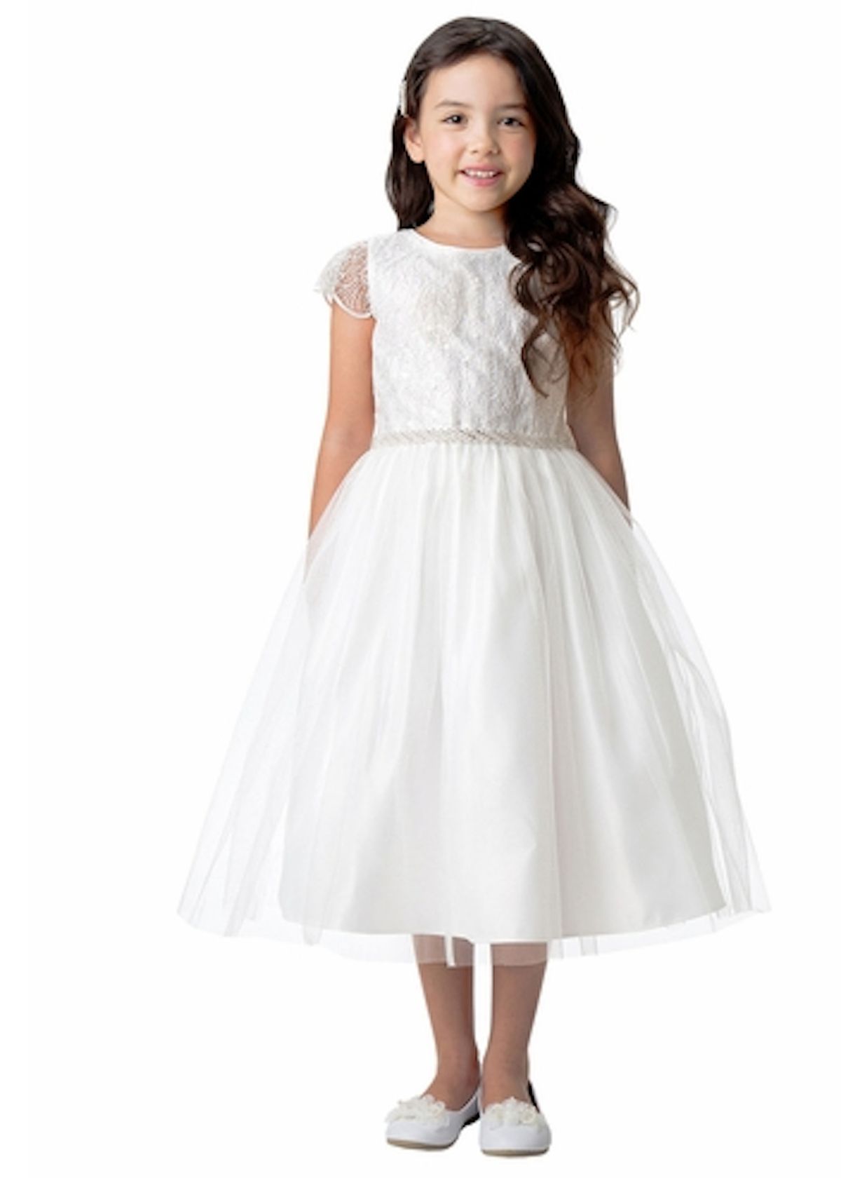 Style SK898 Sweet Kids Girls Size 10 White Cocktail Dress