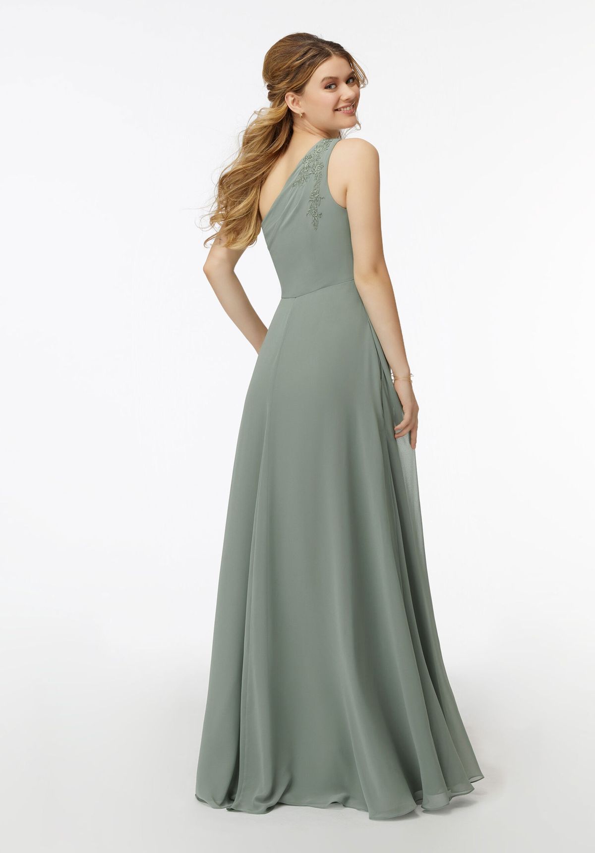 Style Summer MoriLee Plus Size 26 Bridesmaid One Shoulder Green Floor Length Maxi on Queenly