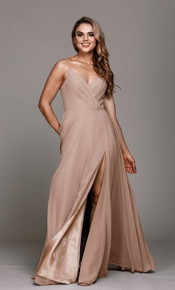 Style Ariel Amelia Couture Size 8 Prom Nude Side Slit Dress on Queenly