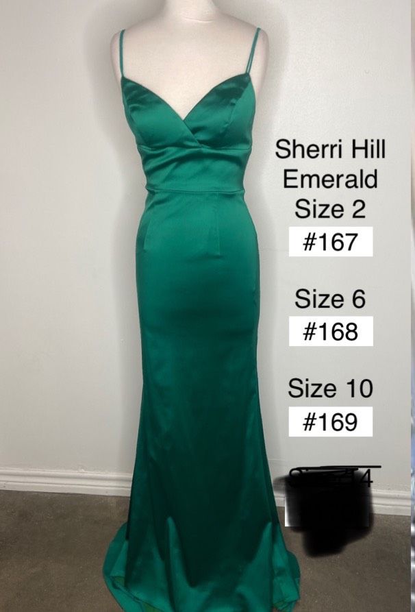 Sherri Hill Size 2 Wedding Guest Satin Emerald Green Floor Length Maxi on Queenly