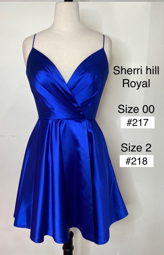 Sherri Hill Size 00 Satin Royal Blue A-line Dress on Queenly