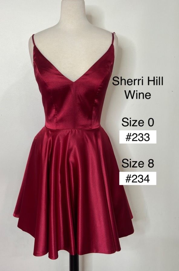 Sherri Hill Size 0 Satin Burgundy Red A-line Dress on Queenly