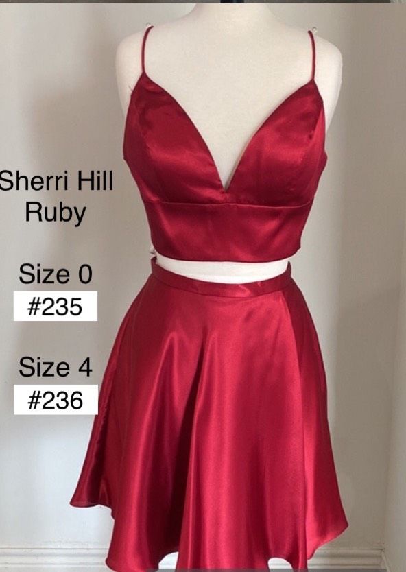 Sherri Hill Size 0 Satin Red A-line Dress on Queenly