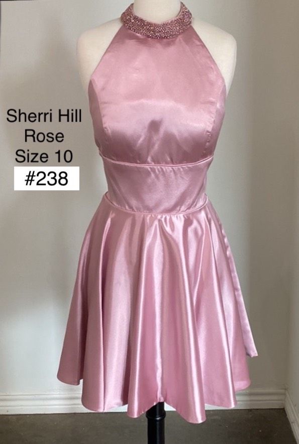 Sherri Hill Size 10 Satin Light Pink A-line Dress on Queenly